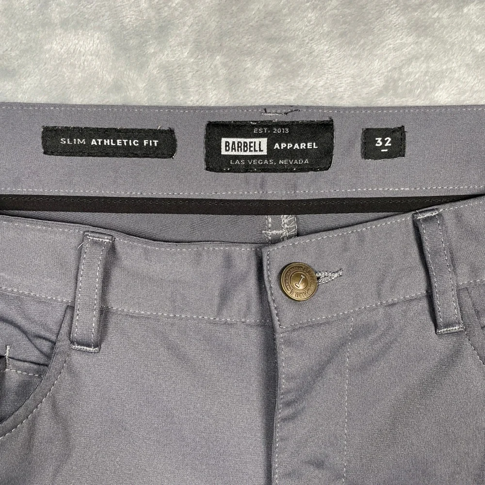 Barbell Apparel Slim Athletic Fit Pants Mens Grey Performance Chino Commuter 32